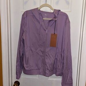 NWT Girlfriend Collective Lavender Windbreaker Jacket with Hood